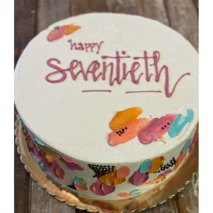 Birthday cake for woman decorated with abstract frosting