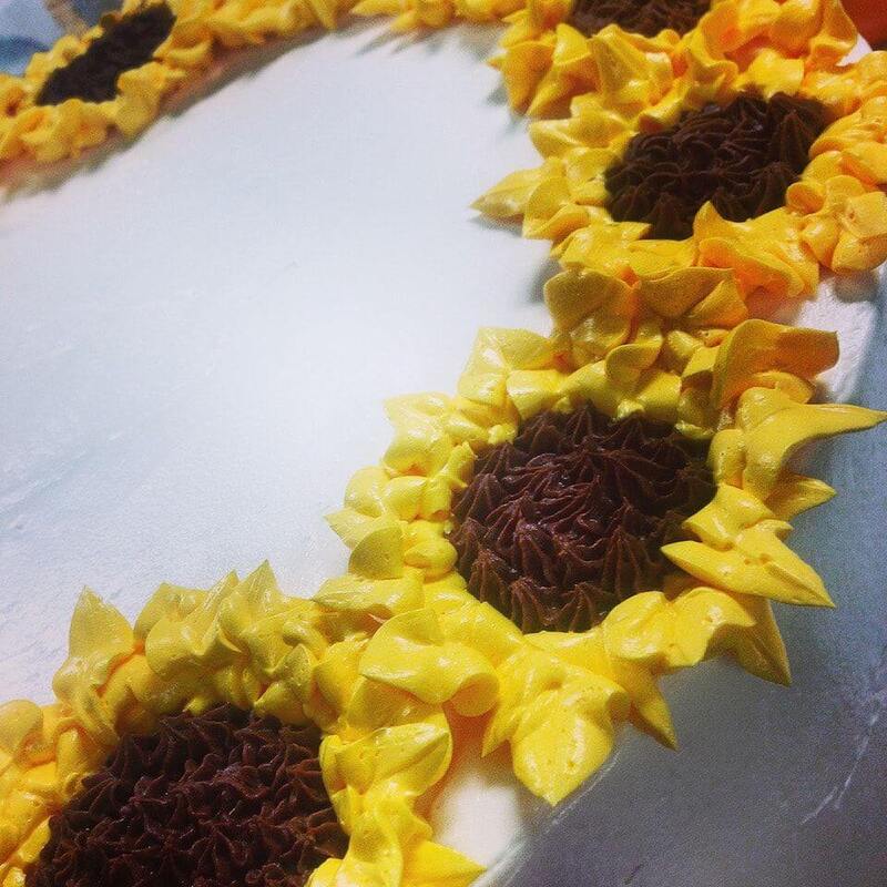 Custom sunflower birthday cake
