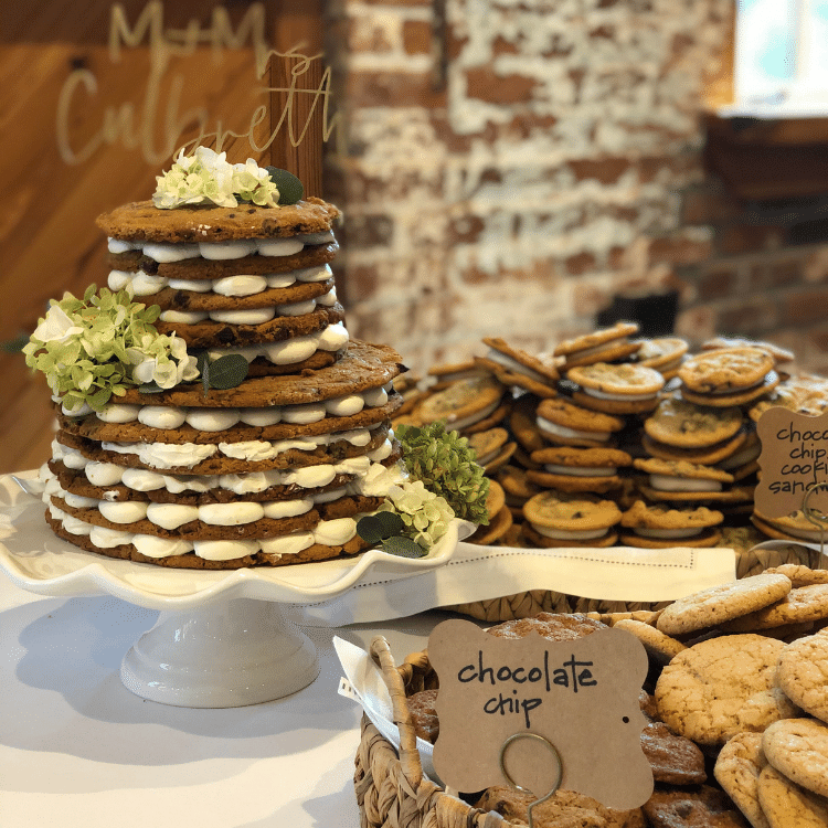 Wedding Cookie Cake with cookie dessert table